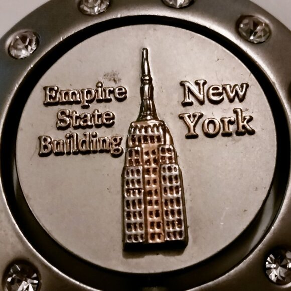 Empire State Building New York Pendant Bag Charm Rhinestone Accents Two Sided - Picture 4 of 5